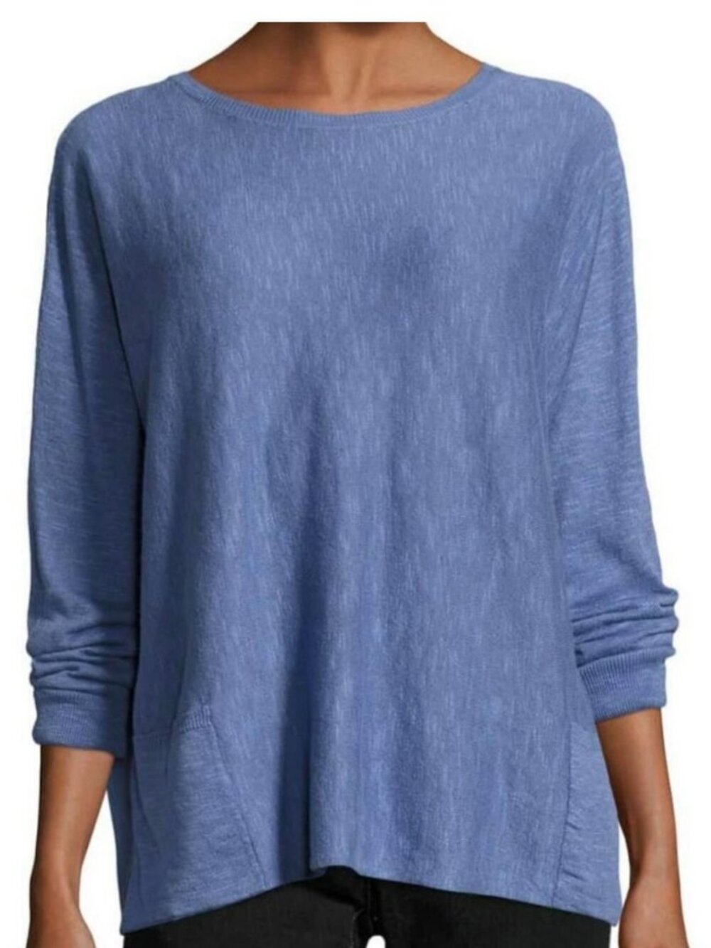 Eileen Fisher Cornflower Blue/Lilac Lightweight Cotton Slub Sweater XL